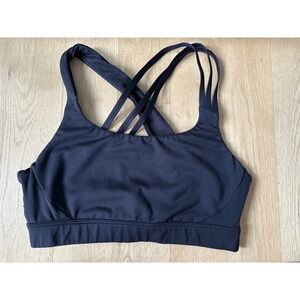 Athleta Black Run Free A-C Strappy Sports Bra Medium Support Workout Small